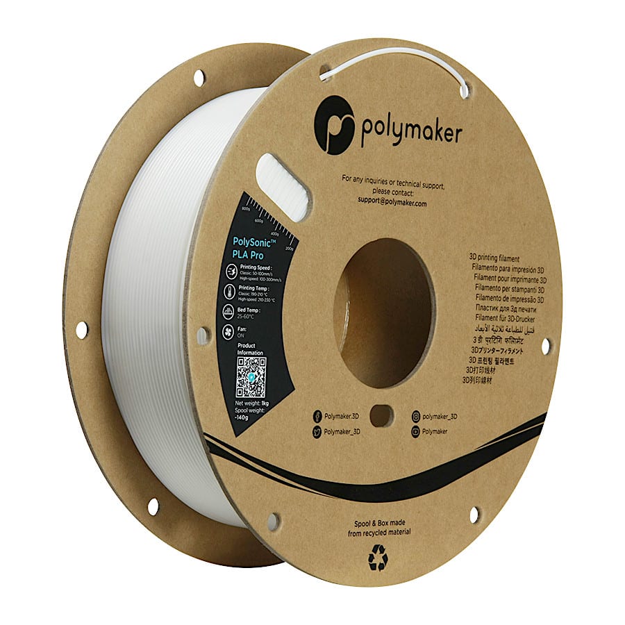 Polymaker PolySonic PLA PRO White Assymetric